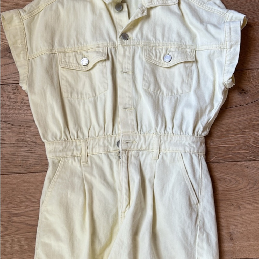 Blank NYC Cream Denim Jumpsuit